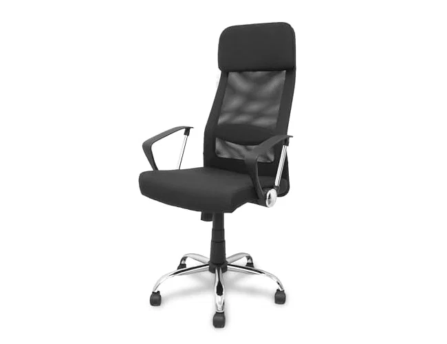 Piqueras y Crespo Silla Esteras con respaldo de malla y asiento de tela negra