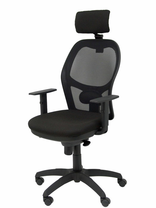 Silla de oficina Jorquera con mecanismo Sincro tapizada con Tela color Negro. Equipada con lumbar 1D, Brazos 1D, Cabecero 2D y Ruedas de nailon 50 mm Silla de oficina Jorquera con mecanismo Sincro tapizada con Tela color Negro. Equipada con lumbar 1D, Brazos 1D, Cabecero 2D y Ruedas de nailon 50 mm