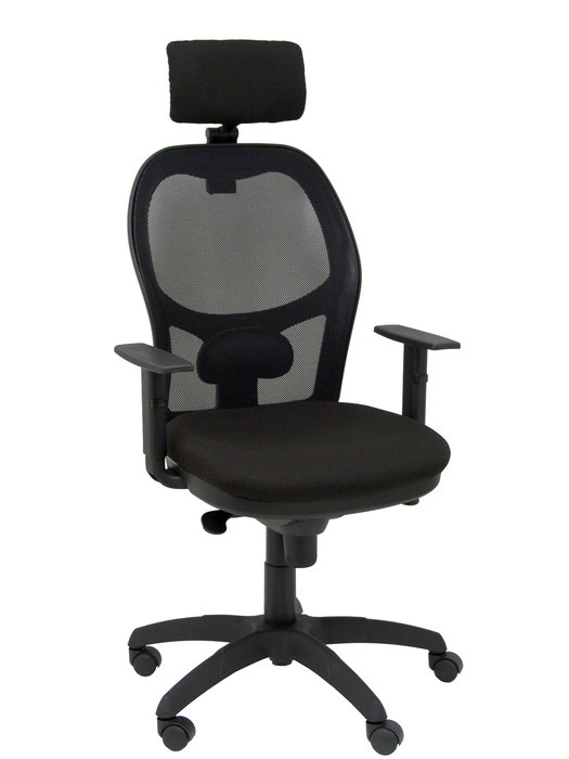 Silla de oficina Jorquera con mecanismo Sincro tapizada con Tela color Negro. Equipada con lumbar 1D, Brazos 1D, Cabecero 2D y Ruedas de nailon 50 mm Silla de oficina Jorquera con mecanismo Sincro tapizada con Tela color Negro. Equipada con lumbar 1D, Brazos 1D, Cabecero 2D y Ruedas de nailon 50 mm