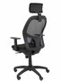 Silla de oficina Jorquera con mecanismo Sincro tapizada con Tela color Negro. Equipada con lumbar 1D, Brazos 1D, Cabecero 2D y Ruedas de nailon 50 mm