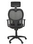 Silla de oficina Jorquera con mecanismo Sincro tapizada con Tela color Negro. Equipada con lumbar 1D, Brazos 1D, Cabecero 2D y Ruedas de nailon 50 mm