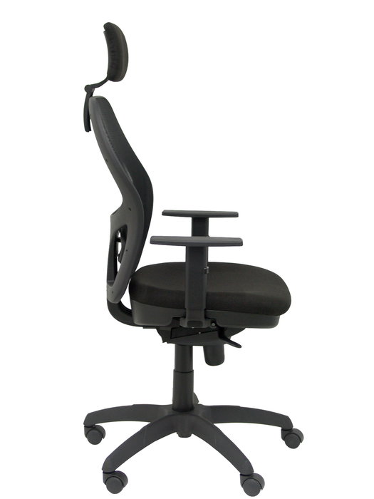 Silla de oficina Jorquera con mecanismo Sincro tapizada con Tela color Negro. Equipada con lumbar 1D, Brazos 1D, Cabecero 2D y Ruedas de nailon 50 mm Silla de oficina Jorquera con mecanismo Sincro tapizada con Tela color Negro. Equipada con lumbar 1D, Brazos 1D, Cabecero 2D y Ruedas de nailon 50 mm