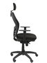 Silla de oficina Jorquera con mecanismo Sincro tapizada con Tela color Negro. Equipada con lumbar 1D, Brazos 1D, Cabecero 2D y Ruedas de nailon 50 mm