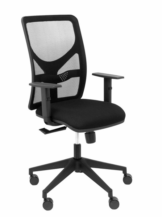 Silla de oficina Motilla con mecanismo Sincro tapizada con Tela color Negro. Equipada con lumbar 1D, Brazos 1D y Ruedas 65mm nailon Silla de oficina Motilla con mecanismo Sincro tapizada con Tela color Negro. Equipada con lumbar 1D, Brazos 1D y Ruedas 65mm nailon