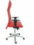 Sillón Albacete con mecanismo Sincro tapizada con Piel color Rojo. Equipado con Base aluminio, Brazos 1D y Ruedas de parqué