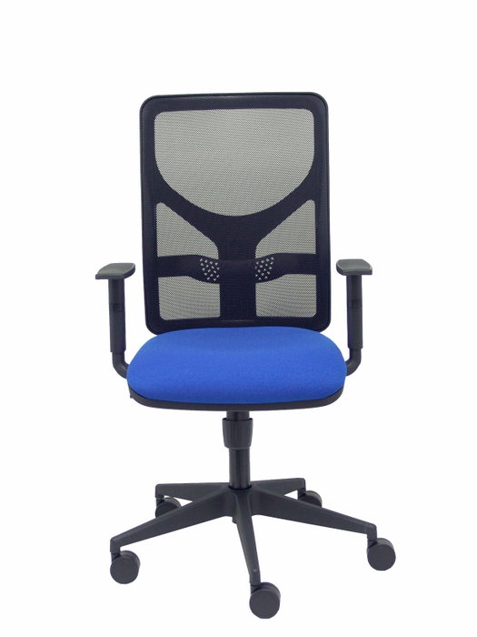 PIQUERAS Y CRESPO Silla Motilla con Respaldo de Malla Negra y Asiento Azul