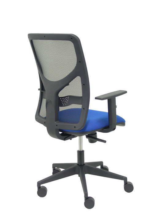 PIQUERAS Y CRESPO Silla Motilla con Respaldo de Malla Negra y Asiento Azul