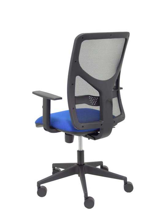 PIQUERAS Y CRESPO Silla Motilla con Respaldo de Malla Negra y Asiento Azul