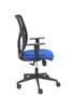 Silla de oficina Motilla con mecanismo Sincro tapizada con Tela color Azul y malla color Negro. Equipada con lumbar 1D, Brazos 1D y Ruedas 65mm nailon