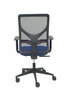 Silla de oficina Motilla con mecanismo Sincro tapizada con Tela color Azul y malla color Negro. Equipada con lumbar 1D, Brazos 1D y Ruedas 65mm nailon