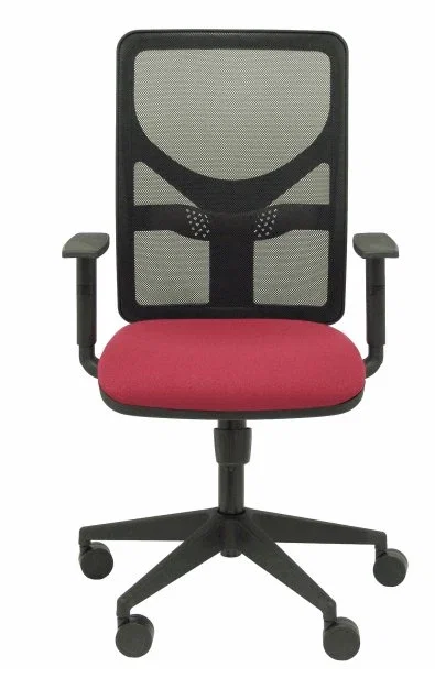 PIQUERAS Y CRESPO Silla Motilla con respaldo de malla negra y asiento granate PIQUERAS Y CRESPO Silla Motilla con respaldo de malla negra y asiento granate