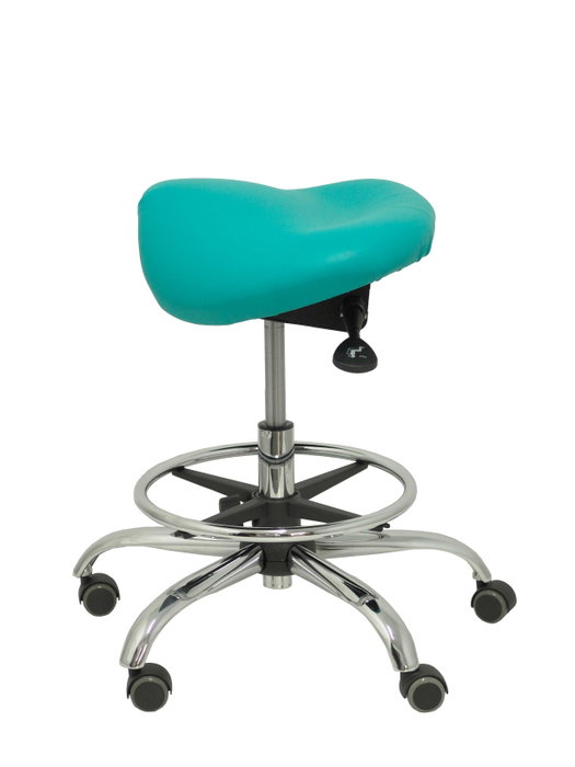 Taburete Zarza con mecanismo Basculante tapizada con Similpiel color No aplica y malla color Verde. Equipado con Base cromada, Sin brazos y Ruedas de parqué Taburete Zarza con mecanismo Basculante tapizada con Similpiel color No aplica y malla color Verde. Equipado con Base cromada, Sin brazos y Ruedas de parqué