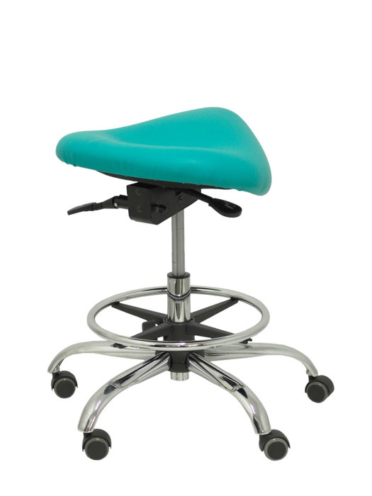 Taburete Zarza con mecanismo Basculante tapizada con Similpiel color No aplica y malla color Verde. Equipado con Base cromada, Sin brazos y Ruedas de parqué Taburete Zarza con mecanismo Basculante tapizada con Similpiel color No aplica y malla color Verde. Equipado con Base cromada, Sin brazos y Ruedas de parqué