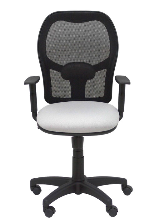 PIQUERAS Y CRESPO Silla Alocén con respaldo de malla negra y asiento Bali gris claro