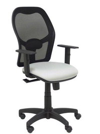 Silla de oficina Alocén con mecanismo Sincro tapizada con Tela color Gris claro y malla color Negro. Equipada con lumbar 1D, Brazos 1D y Ruedas de nailon 50 mm