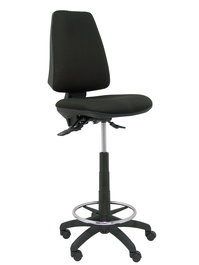 Taburete Elche con mecanismo Asincro tapizada con Tela color Negro. Equipado con Base poliamida negra, Sin brazos y Ruedas de nailon 50 mm