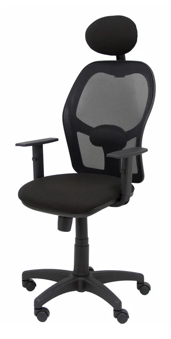 PIQUERAS Y CRESPO Silla Alocén con mecanismo Sincro, malla negra y asiento Bali negro