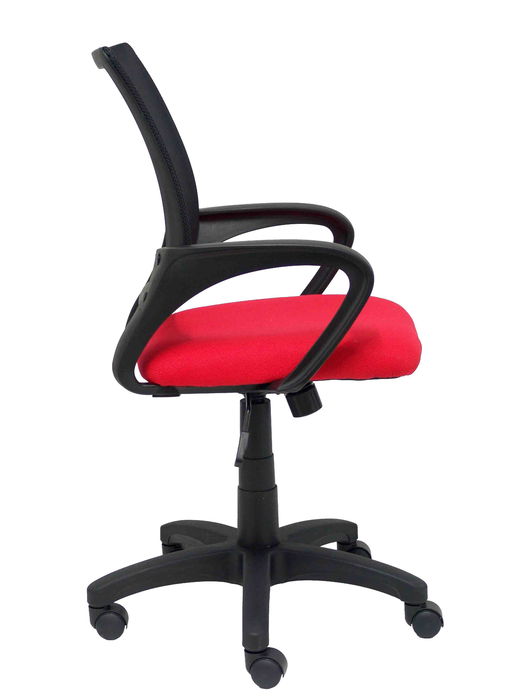 Silla Piqueras Y Crespo Vianos Brazos Fijos Mecanismo Basculante Con Regulador De Presion Elevacion Del Asiento En Altura Ruedas Nylon Respaldo Malla Transpirable Negra Y Tapizado Bali Rojo