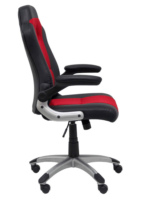 Silla gaming Talave con mecanismo Basculante tapizada con Similpiel color Rojo. Equipada con Base poliamida gris, Brazos abatibles y Ruedas de nailon 50 mm