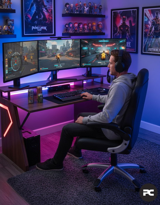 Silla gaming Talave con mecanismo Basculante tapizada con Similpiel color Rojo. Equipada con Base poliamida gris, Brazos abatibles y Ruedas de nailon 50 mm