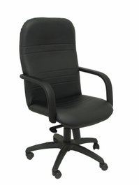 Sillón Letur con mecanismo Basculante avanzado tapizada con Tela color Negro. Equipado con Base poliamida negra, Brazos fijos y Ruedas de nailon 50 mm