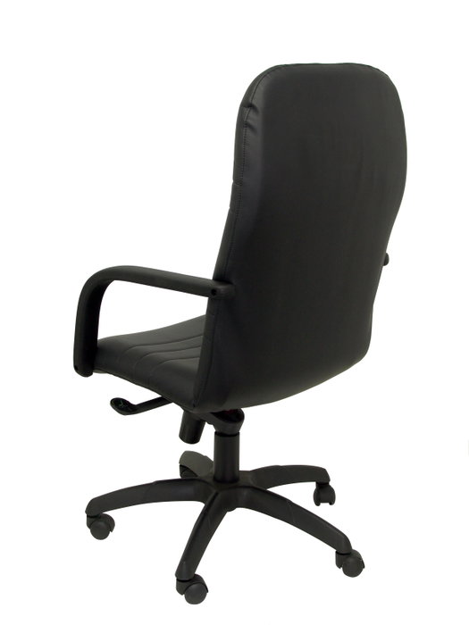 Sillón Letur con mecanismo Basculante avanzado tapizada con Tela color Negro. Equipado con Base poliamida negra, Brazos fijos y Ruedas de nailon 50 mm