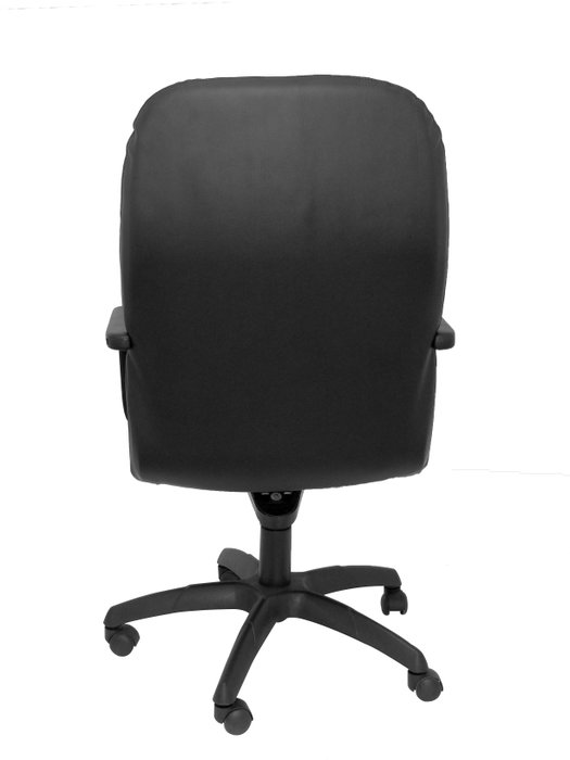 Sillón Letur con mecanismo Basculante avanzado tapizada con Tela color Negro. Equipado con Base poliamida negra, Brazos fijos y Ruedas de nailon 50 mm