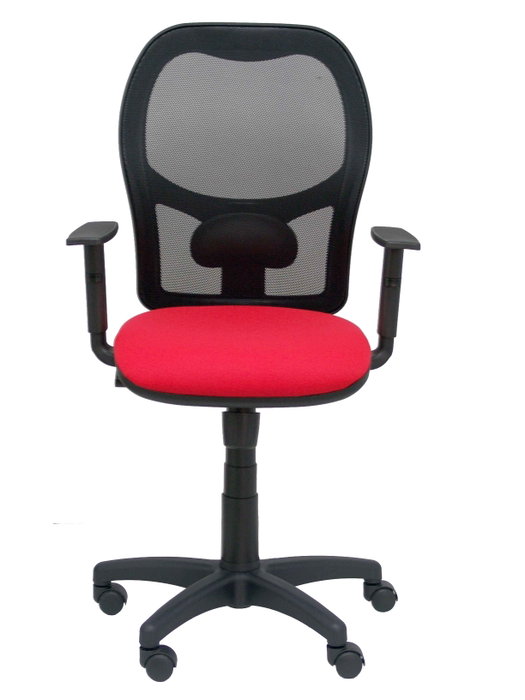 PIQUERAS Y CRESPO Silla Alocén con respaldo de malla negra y asiento Bali rojo