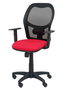 Silla de oficina Alocén con mecanismo Sincro tapizada con Tela color Rojo y malla color Negro. Equipada con lumbar 1D, Brazos 1D y Ruedas de nailon 50 mm