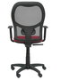 Silla de oficina Alocén con mecanismo Sincro tapizada con Tela color Rojo y malla color Negro. Equipada con lumbar 1D, Brazos 1D y Ruedas de nailon 50 mm
