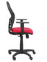 Silla de oficina Alocén con mecanismo Sincro tapizada con Tela color Rojo y malla color Negro. Equipada con lumbar 1D, Brazos 1D y Ruedas de nailon 50 mm