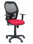 PIQUERAS Y CRESPO Silla Alocén con respaldo de malla negra y asiento rojo