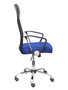 Silla de oficina Gontar con mecanismo Basculante tapizada con Tela color Azul y malla color Negro. Equipada con Base cromada, Brazos fijos y Ruedas de parqué
