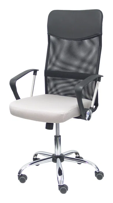 FORÖL Silla de oficina Gontar con respaldo de malla y asiento gris claro
