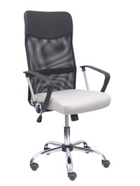 FORÖL Silla de oficina Gontar con respaldo de malla y asiento gris claro