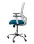 Silla de oficina Cilanco con mecanismo Sincro tapizada con Tela color Verde petróleo y malla color Blanco. Equipada con lumbar 1D, Brazos 1D y Ruedas de parqué