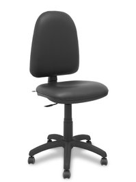 Silla de oficina Aýna con mecanismo Contacto permanente básico tapizada con Similpiel color Negro. Equipada con Base poliamida negra, Sin brazos y Ruedas de parqué
