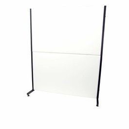 Piqueras y Crespo Biombo separador de oficina desmontable, estructura hierro negro, tapizado similpiel blanco, fabricación española