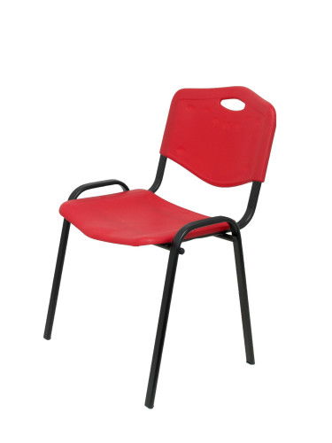 Piqueras y Crespo PACK426IRJ Sillas Confidentes Robledo Pack 4 Asiento y Respaldo Duro PVC Rojo Estructura Negra