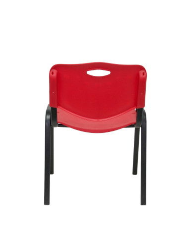 Piqueras y Crespo PACK426IRJ Sillas Confidentes Robledo Pack 4 Asiento y Respaldo Duro PVC Rojo Estructura Negra