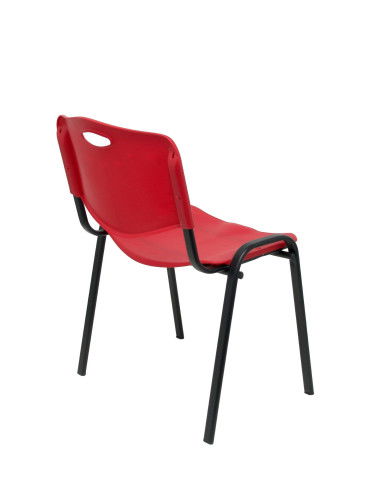 Piqueras y Crespo PACK426IRJ Sillas Confidentes Robledo Pack 4 Asiento y Respaldo Duro PVC Rojo Estructura Negra