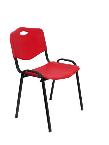 Piqueras y Crespo PACK426IRJ Sillas Confidentes Robledo Pack 4 Asiento y Respaldo Duro PVC Rojo Estructura Negra
