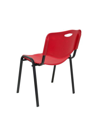 Piqueras y Crespo PACK426IRJ Sillas Confidentes Robledo Pack 4 Asiento y Respaldo Duro PVC Rojo Estructura Negra
