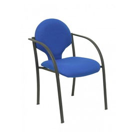 Silla Piqueras Y Crespo Hellin Confidente Ergonomica Con Brazos Fijos Apilable Estructura Negra Asiento Y Respaldo Tapizados Bali Azul Pack De 2