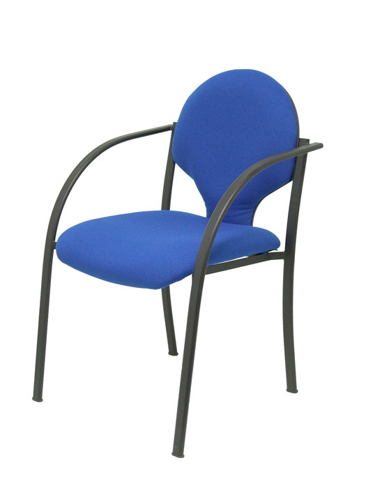 Silla Hellín tapizada con Tela color Azul. Brazos fijos