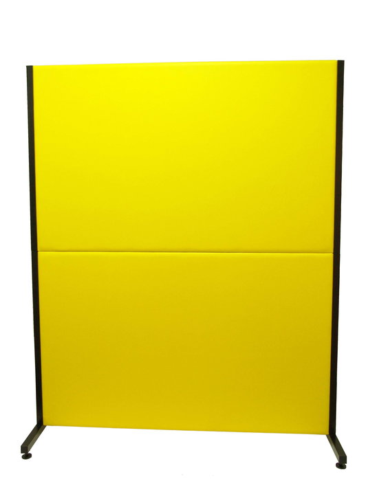 Piqueras y Crespo Biombo Separador Oficina Similpiel Amarillo, Estructura Hierro Negro, Desmontable, Fabricación Española