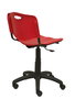 Silla de oficina Robledo con mecanismo Giratorio de PVC color Rojo. Equipada con Base poliamida negra, Sin brazos y Ruedas de nailon 50 mm