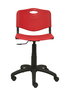 Silla de oficina Robledo con mecanismo Giratorio de PVC color Rojo. Equipada con Base poliamida negra, Sin brazos y Ruedas de nailon 50 mm
