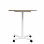 PIQUERAS Y CRESPO Modelo Griego - Mesa de trabajo regulable con ajuste electrico. Tablero de madera en color roble y estructura en color blanco. Dispone de ruedas con freno. Con boton de subir y bajar. No tiene memoria.