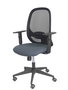 Silla de oficina Cilanco con mecanismo Sincro tapizada con Tela color Gris oscuro y malla color Negro. Equipada con lumbar 1D, Brazos 1D y Ruedas de parqué